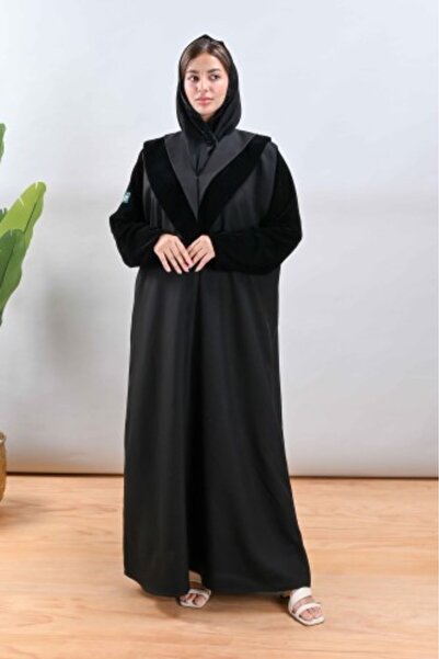 Lavin Crepe Abaya with Velvet Fabric Detailing