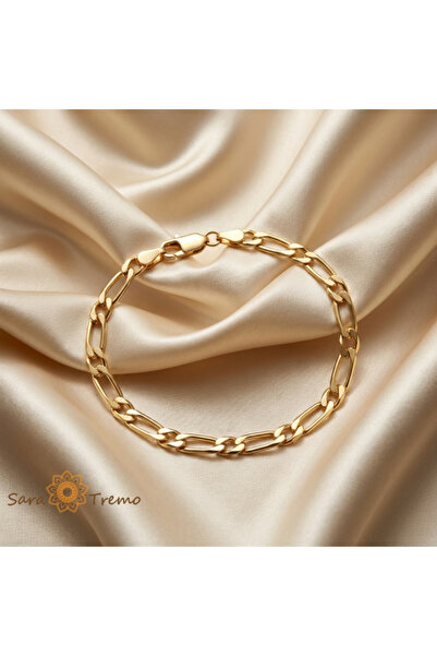 SaraTremo Brățară elegantă unisex cu zale – Brățară placată cu aur de 18K în ...