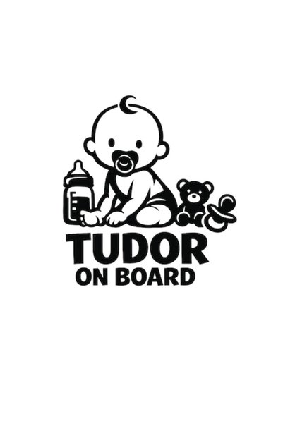 OEM Autocolant decorativ auto  "TUDOR ON BOARD ", 10cm, Negru