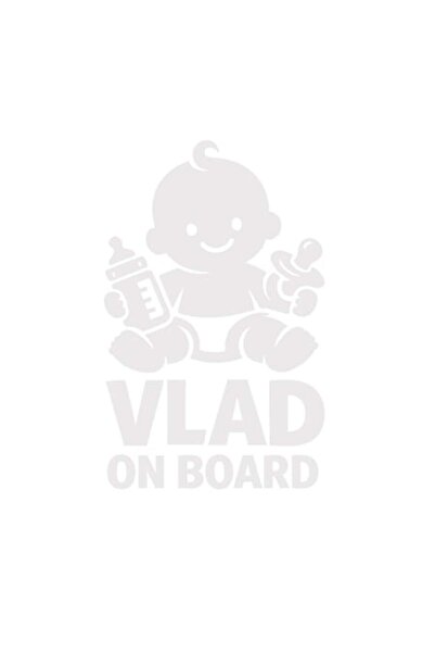 Universal Autocolant decorativ auto  "VLAD ON BOARD ", 10cm, Alb