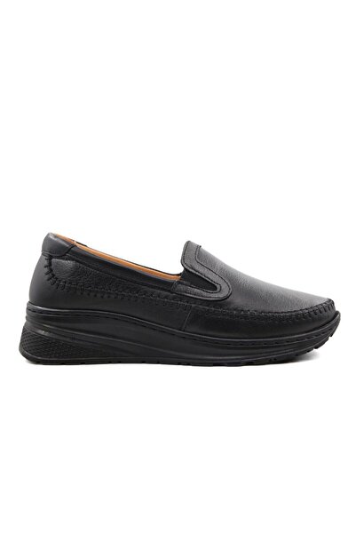 Castle Black 42420 Genuine Leather Black Women's Daily Mother Shoes