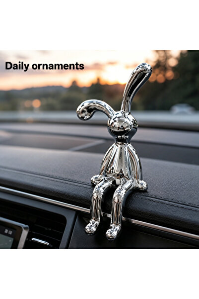 Bleco Silver-plated rabbit car decor is perfect for use on car dashboards, or...