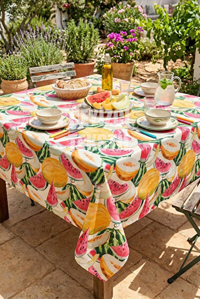 Çt Çeyizci Tekstil Dijital Baskılı Masa Örtüsü Sofra Bezi 170x170 cm Leke Tut...