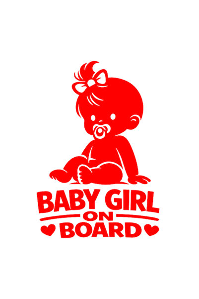 OEM Autocolant decorativ auto  "Baby girl on board ", model 3, 10cm, Roz