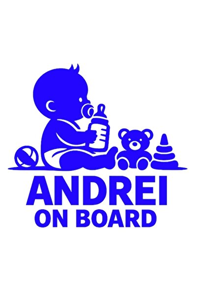 OEM Autocolant decorativ auto  "ANDREI LA BORD ", 15cm, Albastru