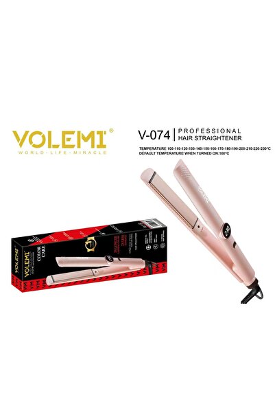 VOLEMİ V-074 Profesyonel Saç Düzleştirici 14 Kademeli Isı Ayarı Dijital LED Ekran Seramik Plaka 100-230°C