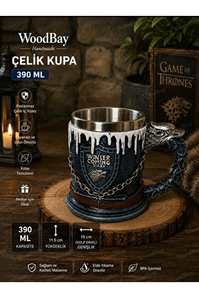 WoodBay Game of Thrones Winter Is Coming Stark 390 ml Steel Mug – Stainless S...
