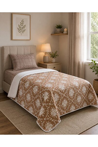 ŞENER HOME French Bouquet Patterned Single Bed Sheet with Elastic Pique Set