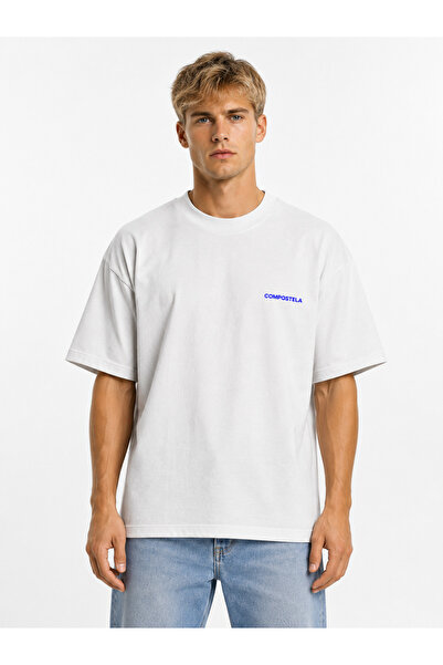 Compostela Unisex Women's and Men's T-Shirt with Written Logo, Front Print, O...