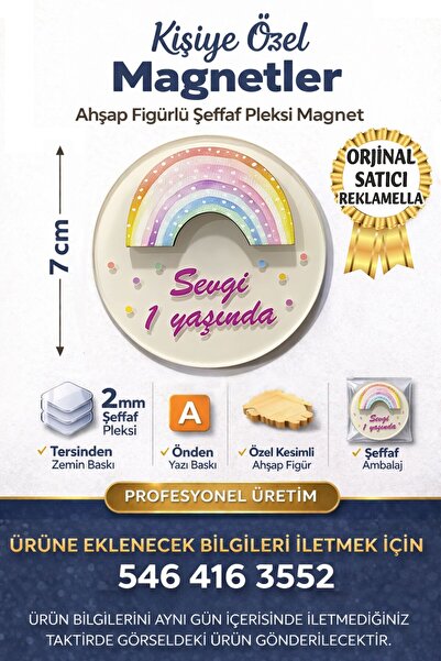 reklamella Gökkuşağı Temalı Figürlü Yuvarlak Doğum Günü Magneti Organizasyon ...