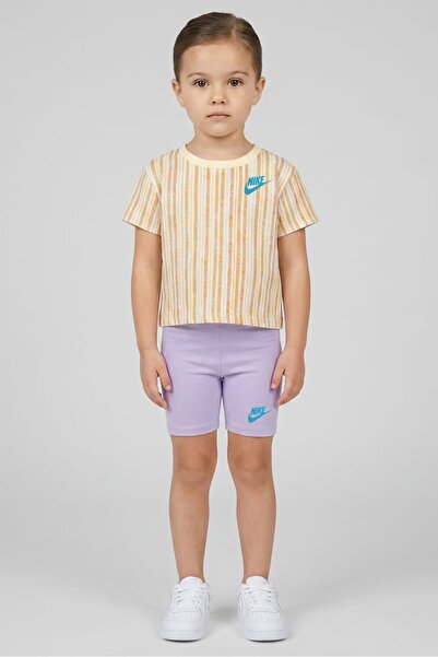 Nike Toddlers Girl 2 Pieces Graphic Print Short Sleeve T-Shirt With Shorts Se...