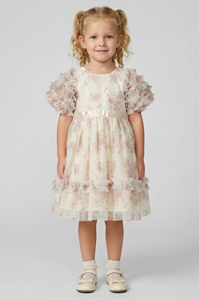 Luna Moon Toddlers Girl Floral Print Dress, Mutlicolor
