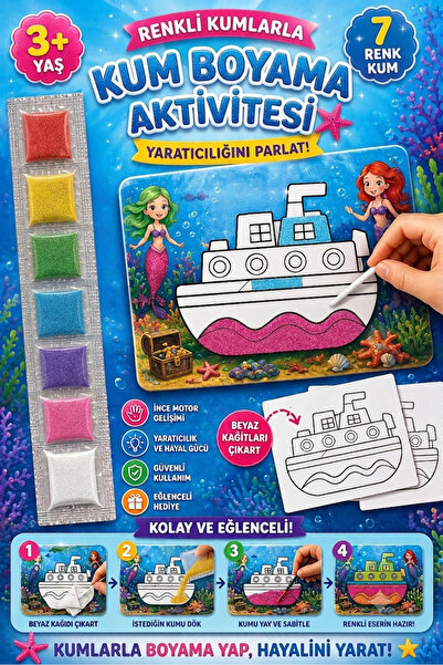 Minik Mucitler Hobi ve Oyuncak Kum Boyama Aktivite Seti- 7 Renkli Eğitici Çoc...