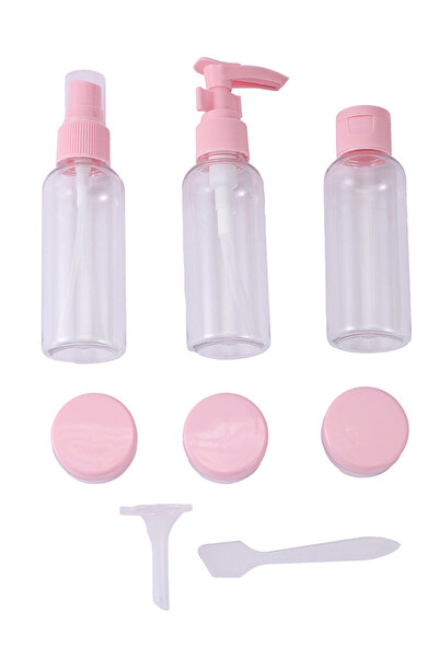 Lawazim 8-Piece Clear Travel Cosmetic Bottle Set with Sprayer, Pump, Jars and...