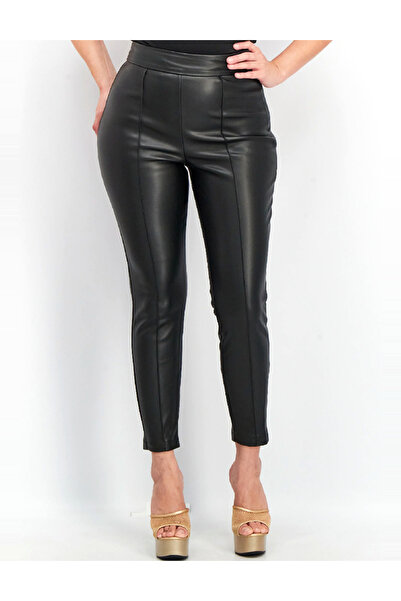 Evendi Pantaloni imitatie de piele, Negru