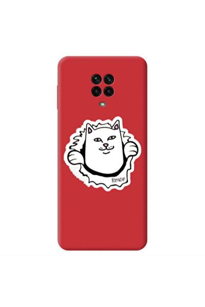 Other Xiaomi Redmi Note 9 Pro White cat Red Colored Silicone TPU Θήκη