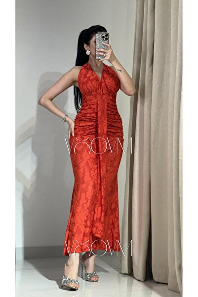 VOOVM Summer Red Long Dress with Elegant Print