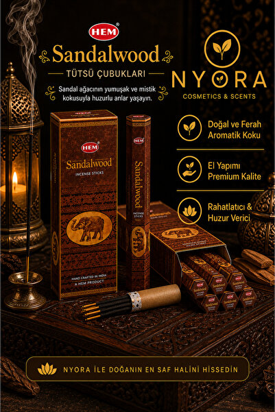 Hem Marka Sandalwood Çubuk Tütsü 120 Adet 6 Paket ve Ahşap Tütsü Kayığı