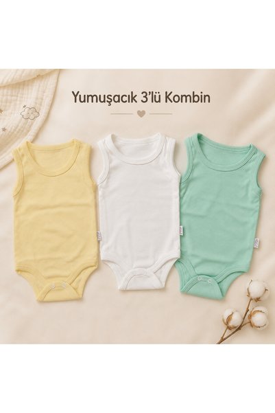 MYZİ STORE Unisex 3-Piece Strap Bodysuit 100% Cotton Comfortable Fit