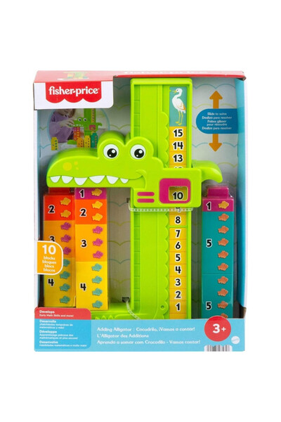 OEM Fisher Price Aligator educativ pentru învățarea numerelor, 10 cuburi, 3+