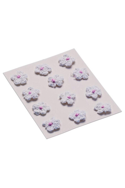 OEM Brewis Flori brodate 18 mm albe – 12 bucăți