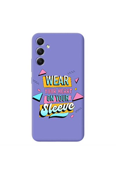 Other Samsung A34 Wear Your Heart Purple Colored Silicone TPU Θήκη