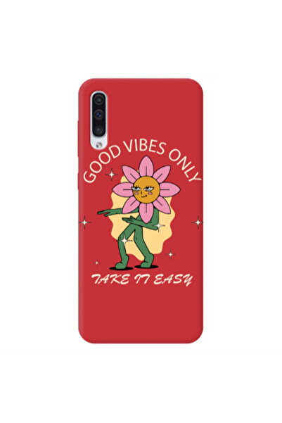 Other Samsung A50 Good Vibes Only Red Colored Silicone TPU Θήκη