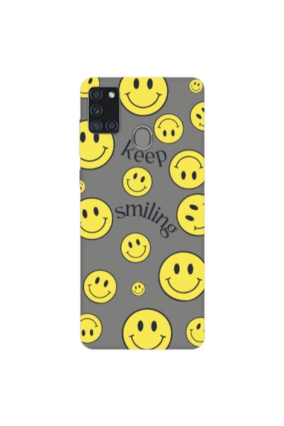 Other Samsung A21S Keep Smiling Grey Colored Silicone TPU Θήκη