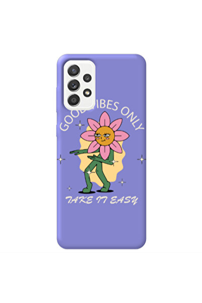 Other Samsung A52 Good Vibes Only Purple Colored Silicone TPU Θήκη