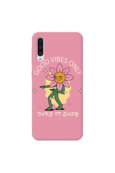 Other Samsung A50 Good Vibes Only Pink Colored Silicone TPU Θήκη
