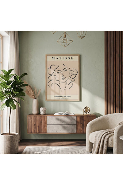 KOLAJTASARIM Matisse Abstract Faces Drawing Πίνακας με φυσικό ξύλινο πλαίσιο ...
