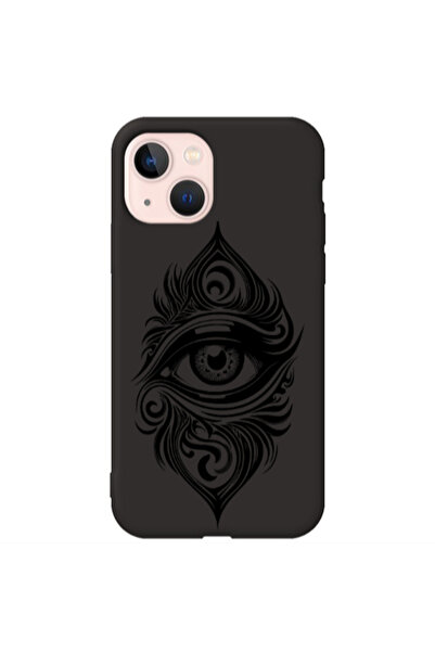 Other Apple iPhone 13 Eye patterned drawing Black Colored Silicone TPU Θήκη