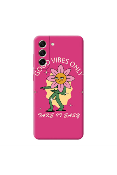 Other Samsung S21 FE Good Vibes Only Fuchsia Colored Silicone TPU Θήκη
