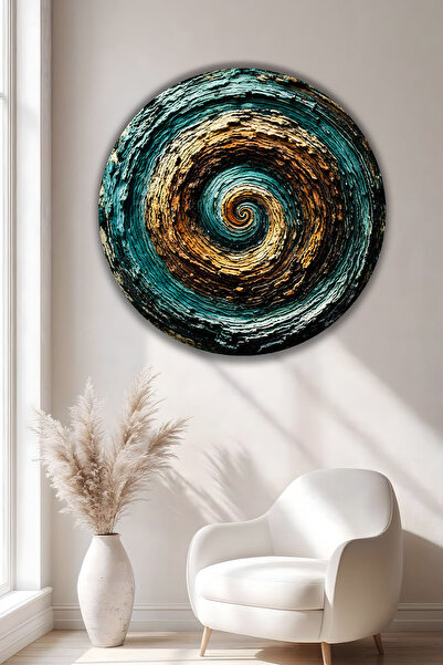 Parıltı Yayınları Pictură modernă abstractă, texturată în relief, rotundă, di...