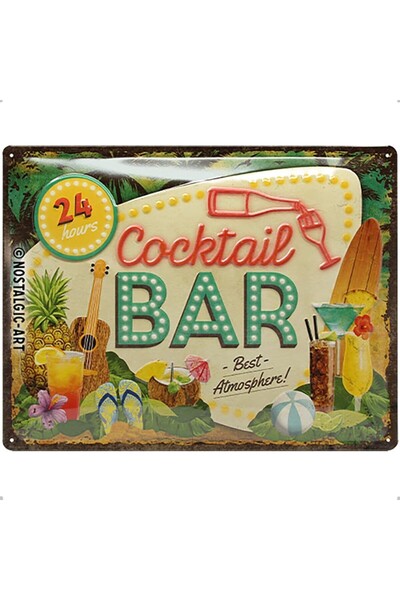 Nostalgic Art Nostalgic-Art Retro metal levha, 30 x 40 cm, Kokteyl Bar – Bar ...