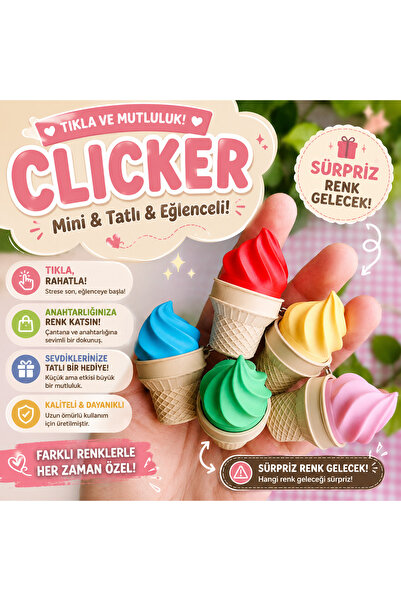 Helis Craft 🍦 Dondurma Clicker Anahtarlık (1 Adet) | Fidget Stres Oyuncağı |...