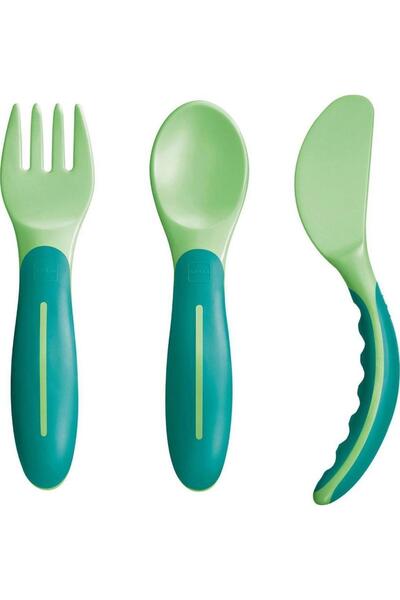 MAM | Baby's Cutlery | Πηρουνάκι, Κουταλάκι &amp; Μαχαιράκι 6m+ Πράσινο | 3τμχ