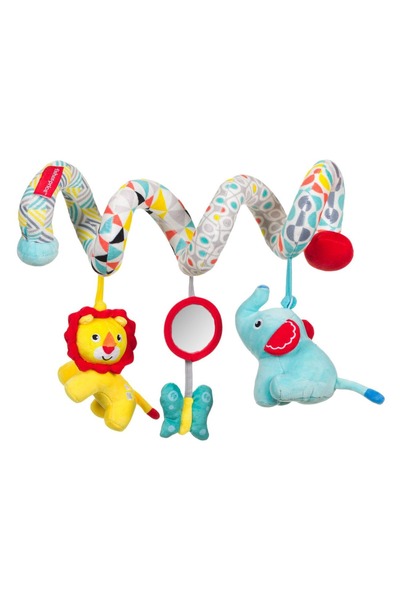 FISHER PRICE Jucărie spirală pentru scaun auto bebeluși cu animale și oglindă