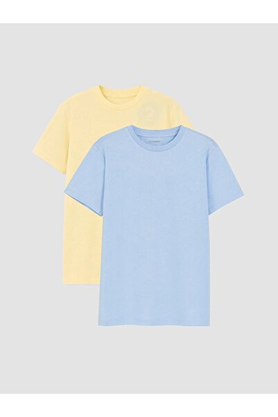LC Waikiki Yellow Crew Neck Girls' T-Shirt, Pack of 2