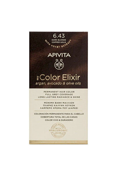 Apivita My Color Elixir Μόνιμη Βαφή Μαλλιών N6.43 Σκούρο Ξανθό Χάλκινο Μέλι