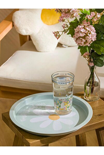 LC Waikiki Lcw Home Green Flower Printed Round Tray 34 cm