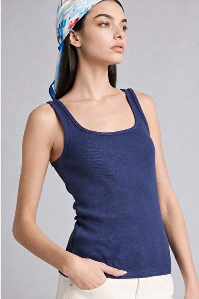 DeFacto Slim Fit Basic Plain Round Neck Ribbed Camisole Undershirt E5852Ax26Au