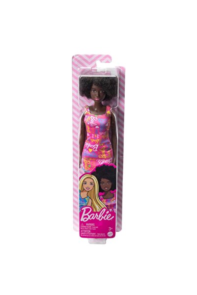 Barbie Doll with Afro Hair, Pink Dress and Pink Sandals