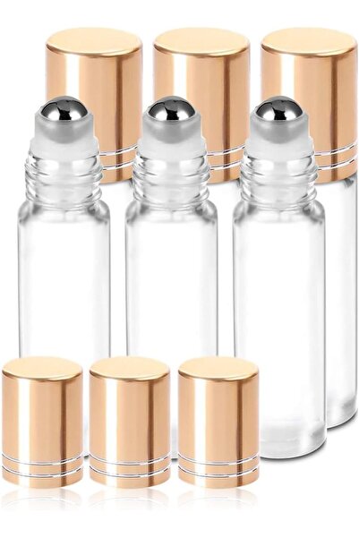 Arabest 6 Pack 10ml Clear Glass Roll-On Vials, Reusable See-Empty Storage Bot...
