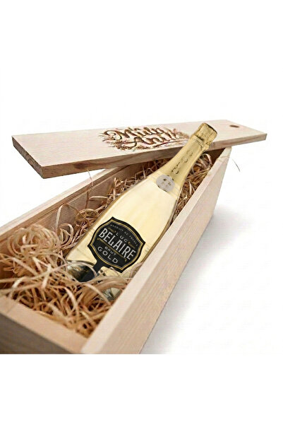 Luc Belaire Pachet Cadou Cutie Lemn Personalizata Vin spumant Fantome Gold 12...