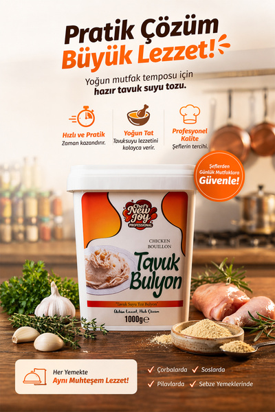chef's new joy professional Tavuk Bulyon 1000 G x 8 Adet - 1 Koli (Koli Bazlı Avantaj Paketi)