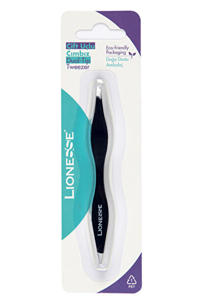 Lionesse Double Sided Tweezers 3424 Black - Eyebrow I Facial I Ingrown Hair T...