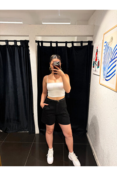 Kemerli Tencel Şort
