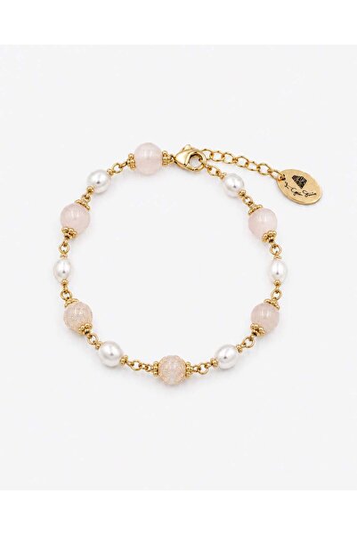 THE GEM STORIES JEWELRY Αιθέριο Βραχιόλι από Ροζ Χαλαζία