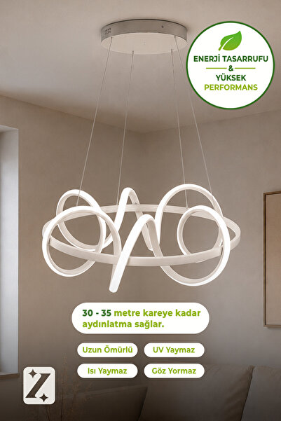 Zeda Teknoloji Kuzey LED Avize - Modern Sarkıt Led Avize 3 Renk Yanar